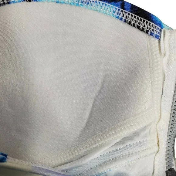 Tankini Top Blue White Tie Dye Stretch Detachable Strap XS New - Picture 4 of 5